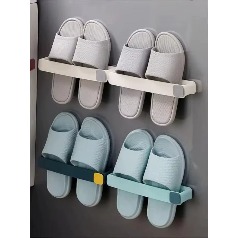 1Pc Bathroom Slippers Rack Wall Mounted Shoe Rack Space Saving Rack Bathroom Hanging Bathroom Slippers Rack Toilet Hook