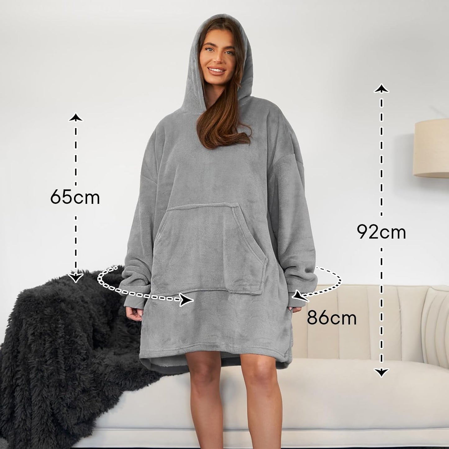 Hoodie Blanket Ultra Soft Sherpa Fleece Warm Comfy Cosy Oversized Wearable Giant Sweatshirt Throw for Women Girls Adults Men Boys Kids Big Pocket - Valentines Gifts One Size