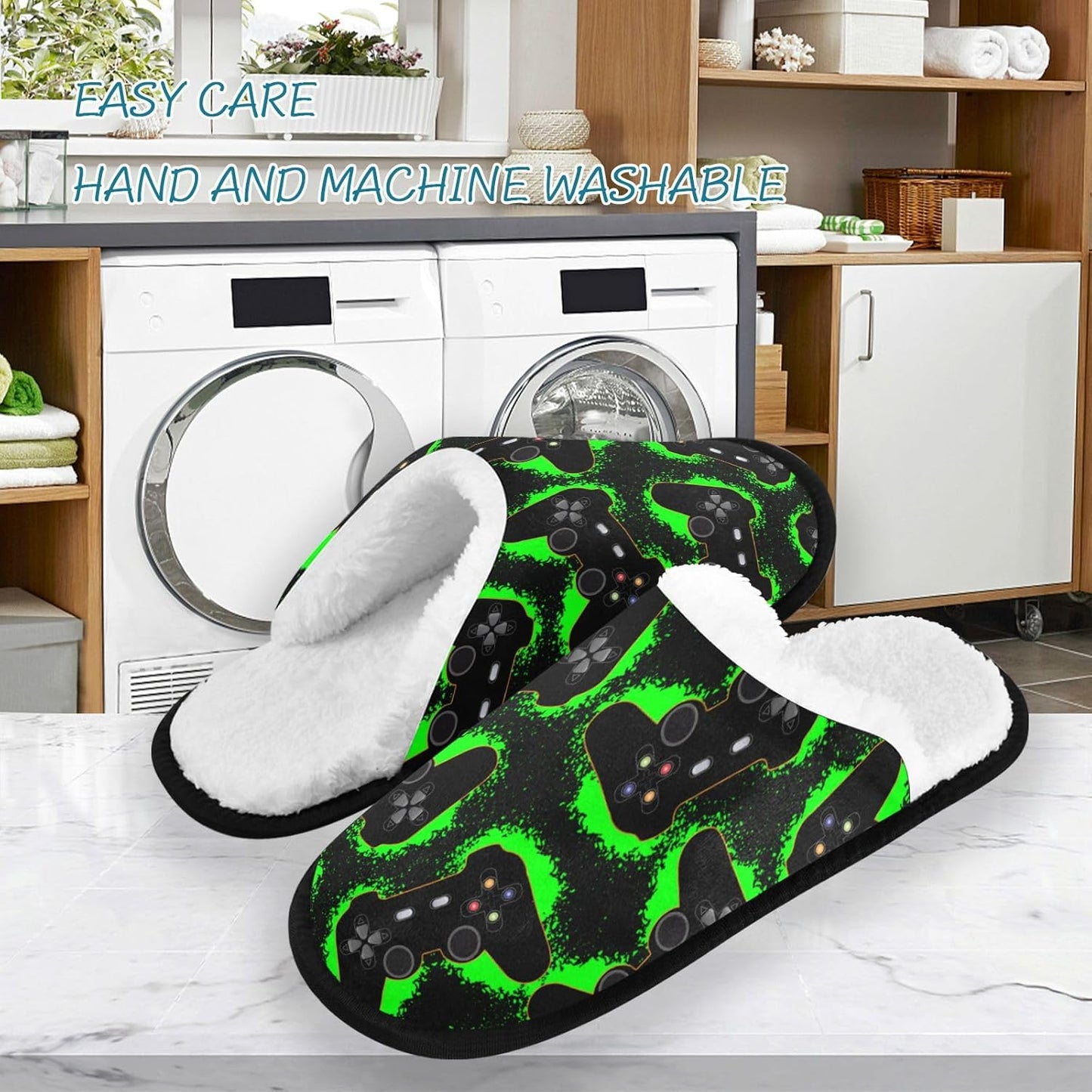 Green Game Slippers Soft Non-Slip Indoor Women Men House Slippers Home Shoes