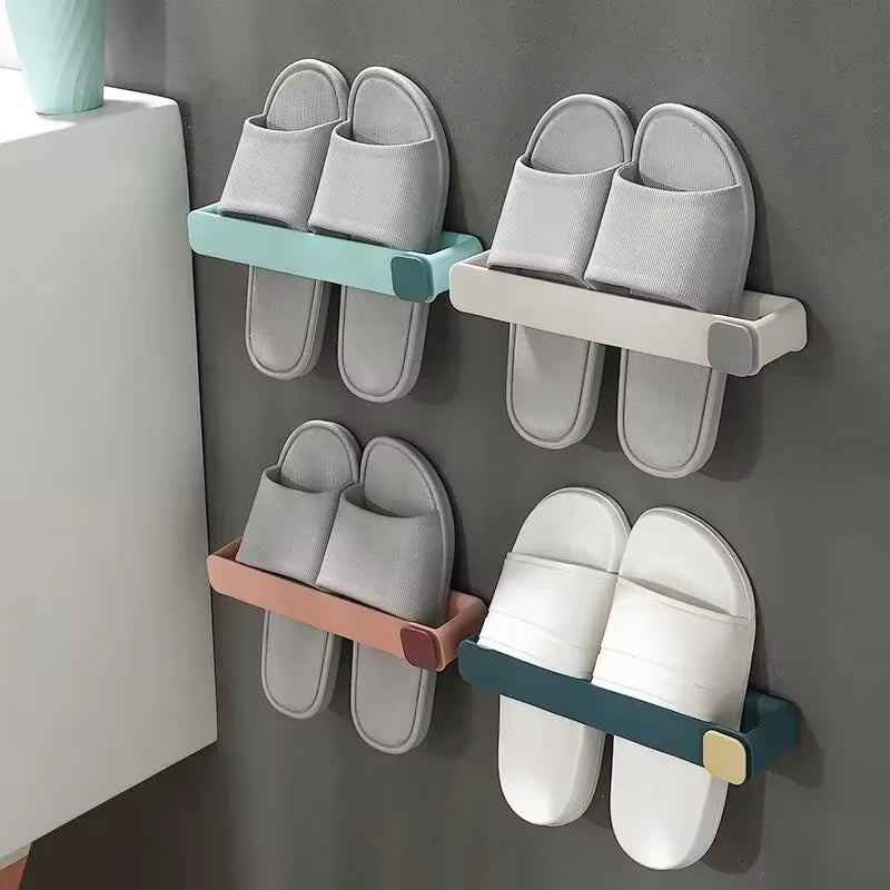 1Pc Bathroom Slippers Rack Wall Mounted Shoe Rack Space Saving Rack Bathroom Hanging Bathroom Slippers Rack Toilet Hook