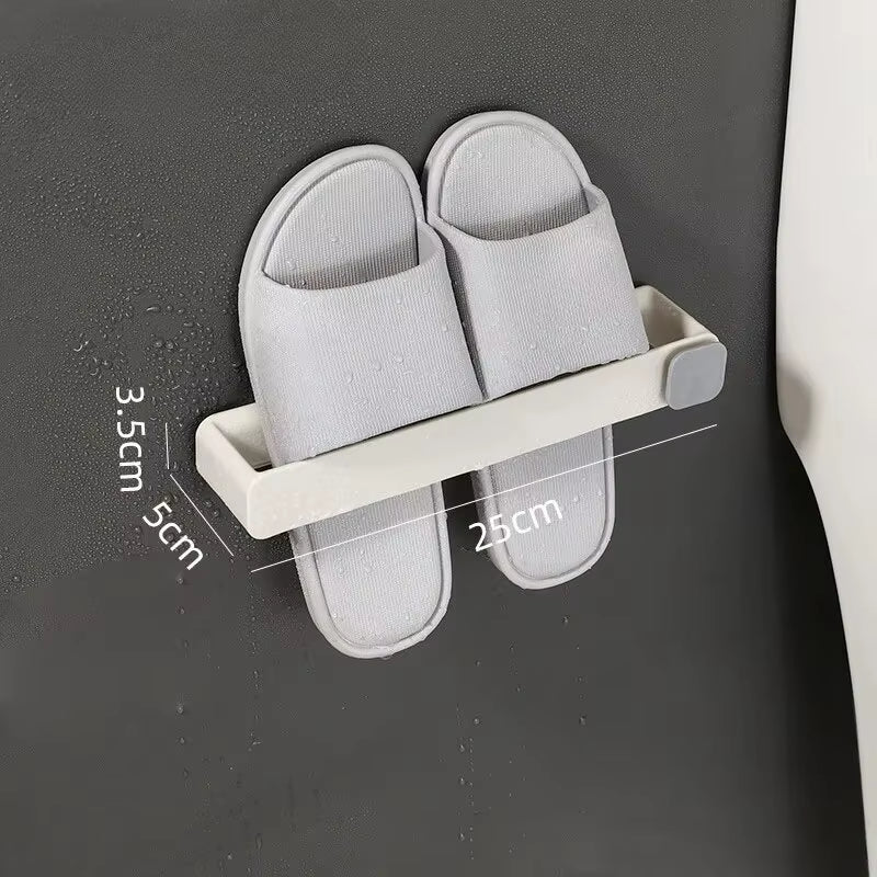 1Pc Bathroom Slippers Rack Wall Mounted Shoe Rack Space Saving Rack Bathroom Hanging Bathroom Slippers Rack Toilet Hook