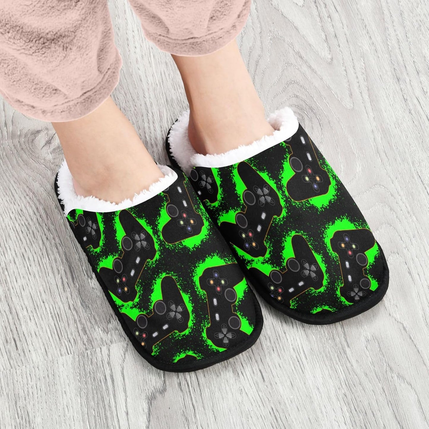 Green Game Slippers Soft Non-Slip Indoor Women Men House Slippers Home Shoes